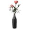Uniquewise 9 Inch Modern Decorative Ceramic Table Vase Ripped Design Bottle Shape Flower Holder, Black QI004356.BK - alternate 1
